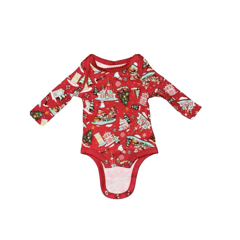 Disney Parks Christmas Baby Outfit Set Minnie Mouse Bow Bodysuit Pants 3 Months